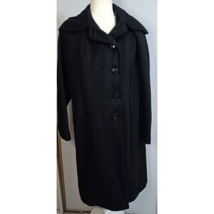 National Recovery Board Vintage Black Leopard Wool Classic Midi Hood Large Coat
